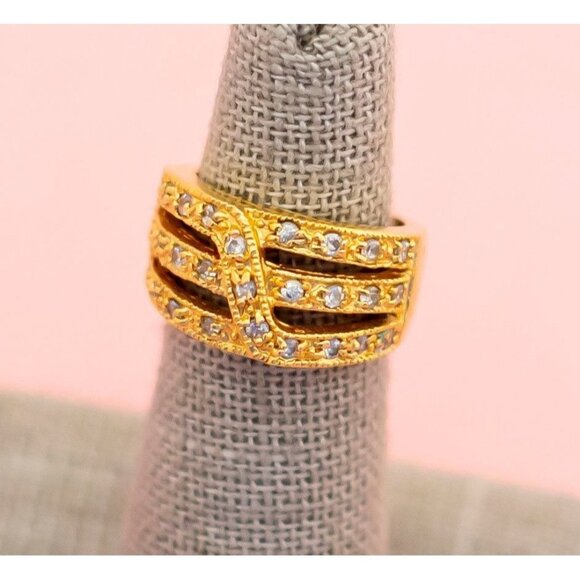 Vintage Royal Diamond Road Gold Tone Ring | Size 4 3/4 | PD | H25 - Picture 1 of 3